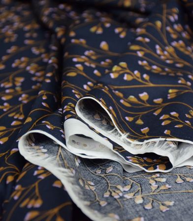 Tissu viscose Winterberry - Bleu nuit Tissu viscose Winterberry - Bleu nuit