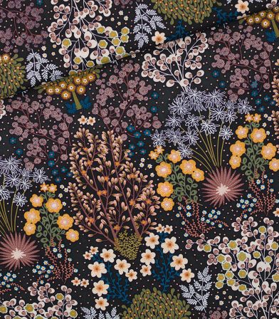 Tissu viscose Florarium - Licorice gray Tissu viscose Florarium - Licorice gray