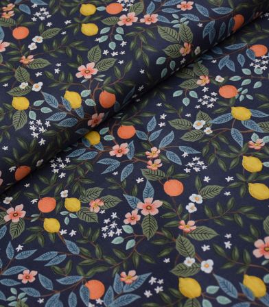 Tissu coton - Bramble Citrus grove - Navy Tissu coton - Bramble Citrus grove - Navy
