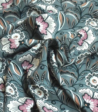 Tissu viscose Amarante - vert de gris Tissu viscose Amarante - vert de gris