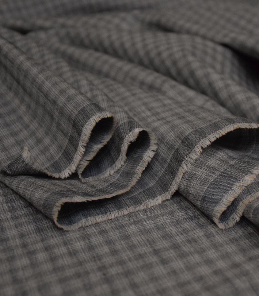 Tissu costume lainage fin - carreaux gris