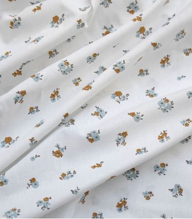 Tissu coton Hope - Blanc bleu