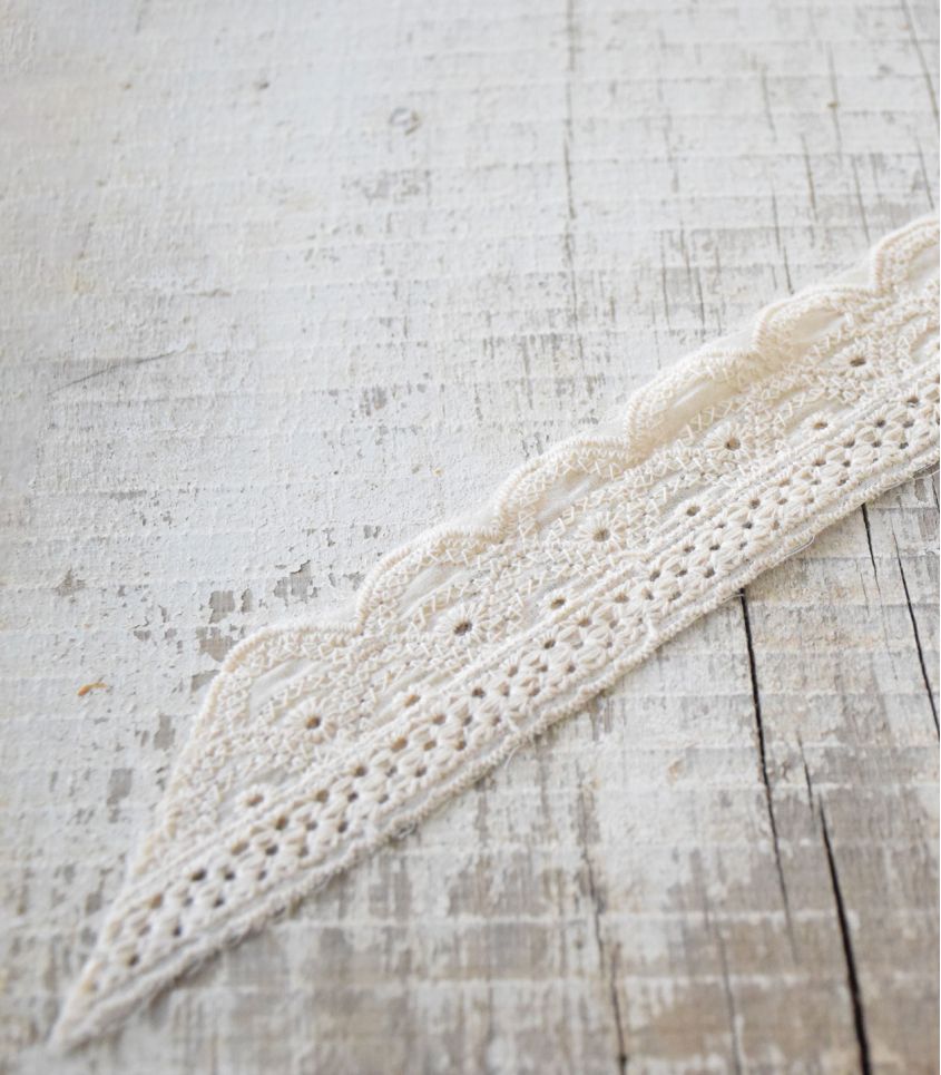 Ruban Dentelle Coton 95mm Oeko-Tex - Bleu Foncé Vintage, Vendu Au Mètre, Décoration Mariage Artisanat