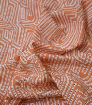 Tissu viscose Orange Graf map Tissu viscose Orange Graf map