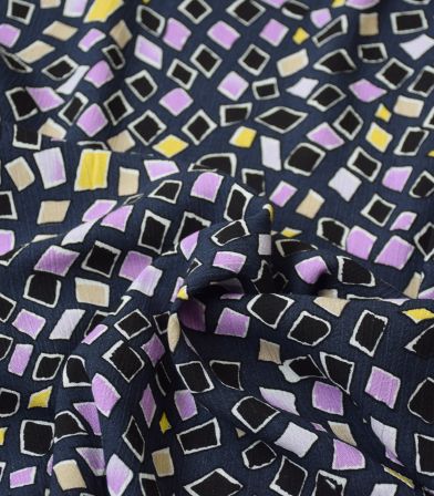 Tissu viscose crinkle Square - navy Tissu viscose crinkle Square - navy