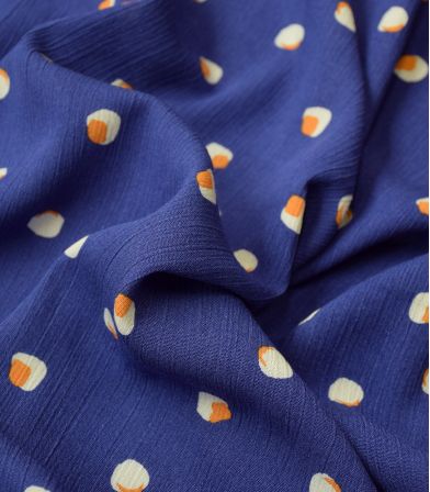 Tissu viscose crinkle Dotty - blue