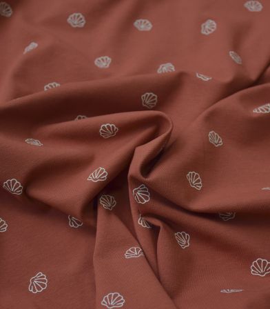 Tissu jersey imprimé Coquillage - Blush