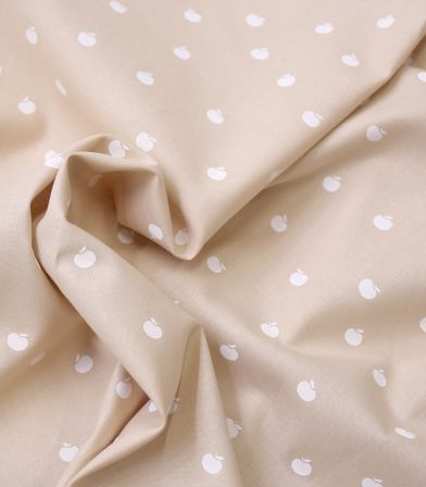 Popeline imprimée Petites pommes - Beige