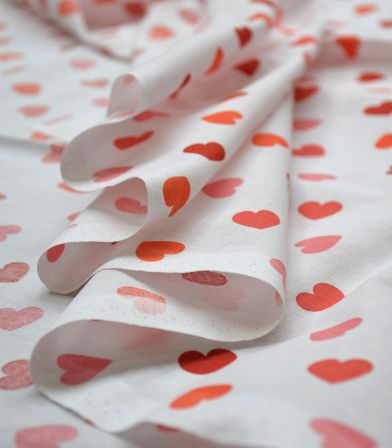 Tissu coton fin - Valentine Rouge Tissu coton fin - Valentine Rouge