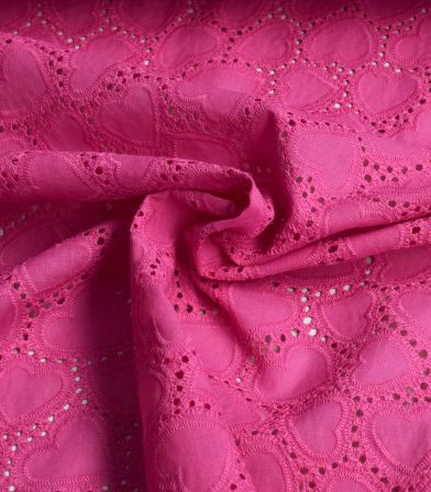 Broderie anglaise Coeur - Fuchsia