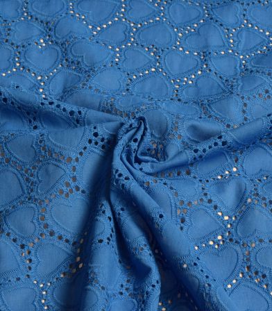 Broderie anglaise Coeur - Bleu Broderie anglaise Coeur - Bleu