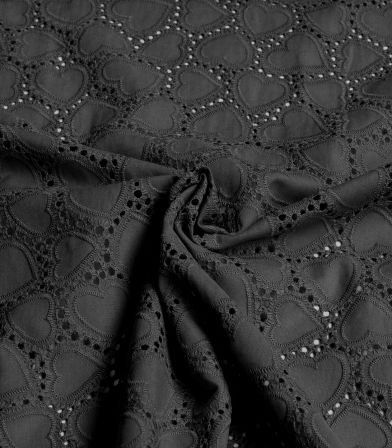 Broderie anglaise Coeur - Noir
