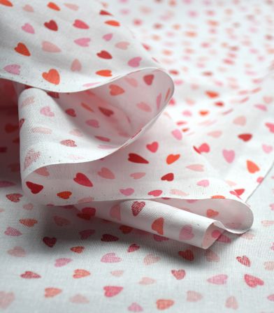 Tissu coton fin - Amour Blanc Tissu coton fin - Amour Blanc
