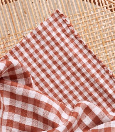 Tissu Vichy Off-White - Chesnut Tissu Vichy Off-White - Chesnut