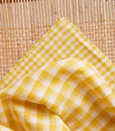 Tissu Vichy Off-White - Lemon Tissu Vichy Off-White - Lemon