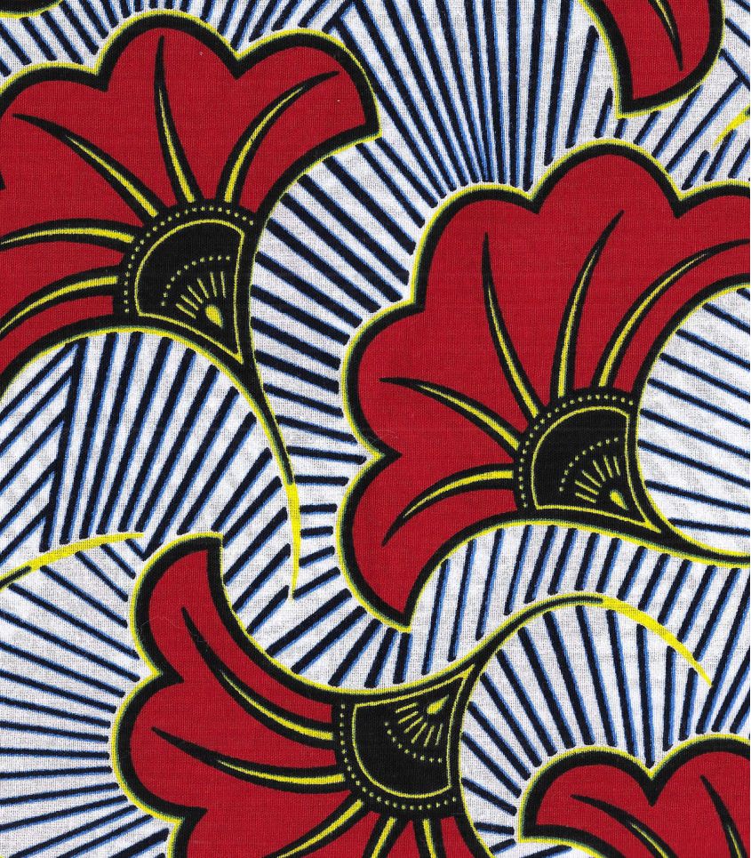 Tissu wax Fleur de mariage Rouge