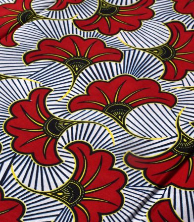 Tissu wax - Fleur de mariage - Rouge Tissu wax - Fleur de mariage - Rouge