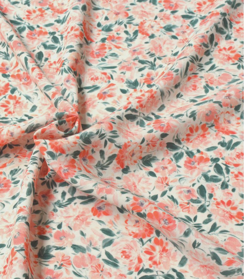 Tissu viscose - Rosae pêche