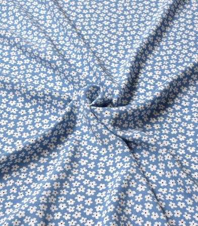 Tissu viscose Fleurette - Bleu