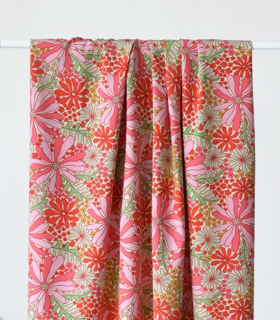 Tissu viscose Crazy Daisy - Fraise
