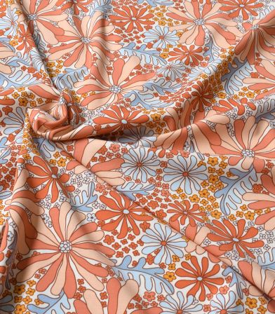 Tissu viscose Crazy Daisy - Peach