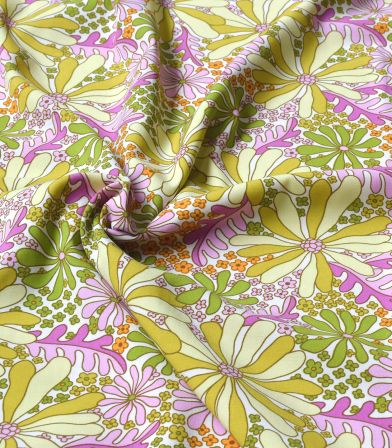 Tissu viscose Crazy Daisy - Lime