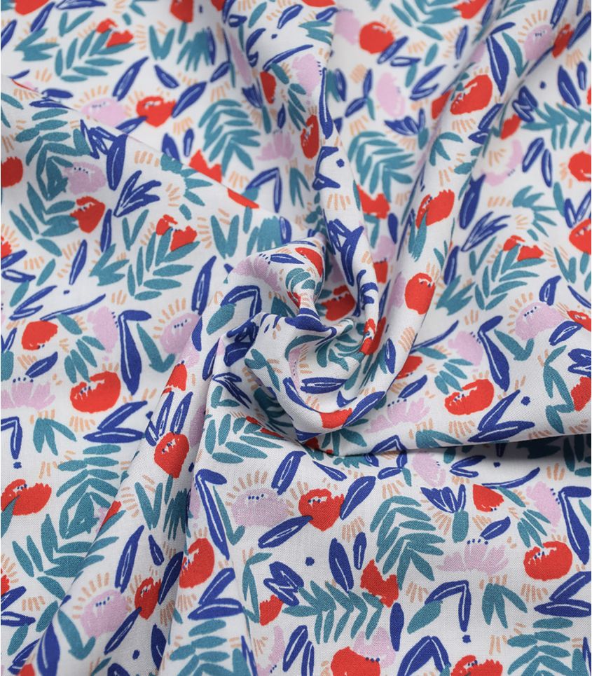 Coupon viscose - Jungle de fleurs red
