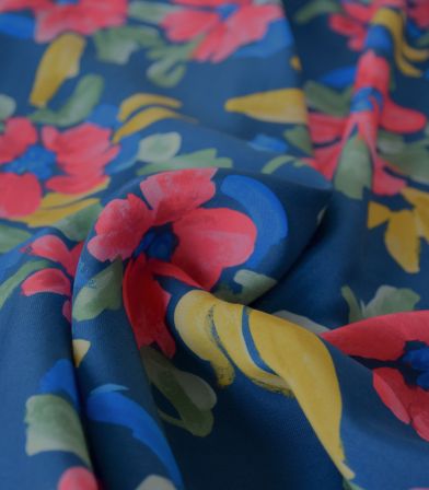 Tissu twill viscose - Poppy paint Navy Tissu twill viscose - Poppy paint Navy