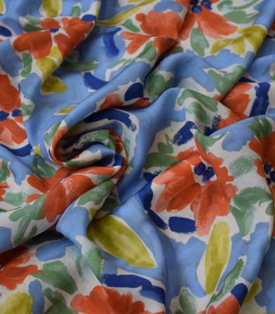 Tissu twill viscose - Poppy paint Ciel