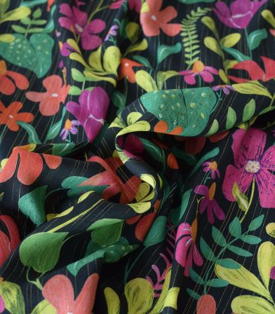 Tissu lurex viscose - Dark fantastic flowers Tissu lurex viscose - Dark fantastic flowers