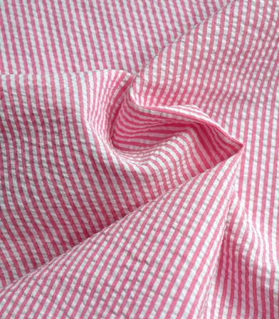 Seersucker fines rayures - Pink Seersucker fines rayures - Pink