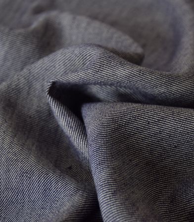 Tissu Lin viscose - Twill chambray navy