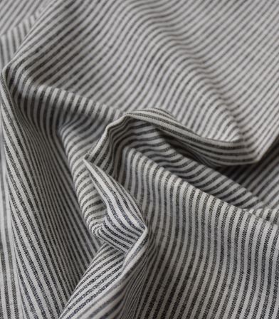 Tissu Lin coton - Larges rayures - Noir Tissu Lin coton - Larges rayures - Noir