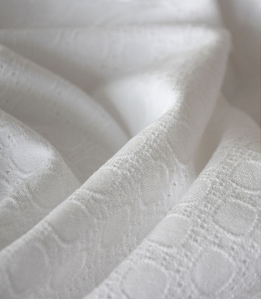Tissu jersey bordé - Médaillon white