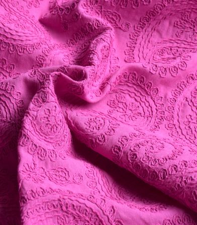 Tissu coton Evy Brodé - Fuchsia Tissu coton Evy Brodé - Fuchsia