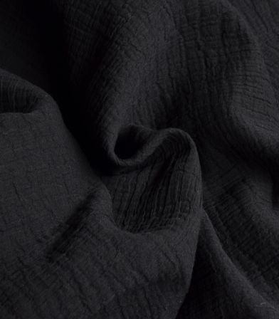 Double gaze coton lin - Crinkle Black Double gaze coton lin - Crinkle Black