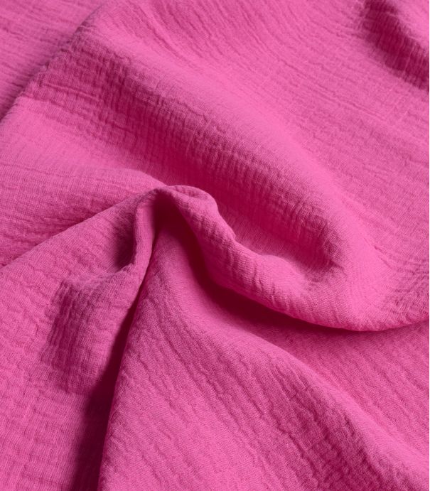 Double gaze coton lin - Fuchsia