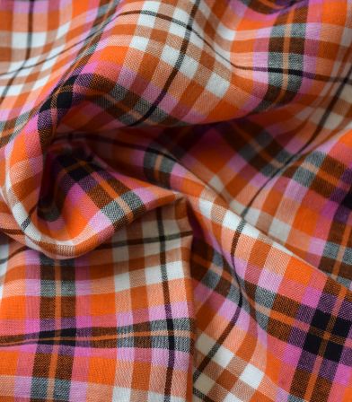 Double gaze Carreaux - Orange & Rose Double gaze Carreaux - Orange & Rose