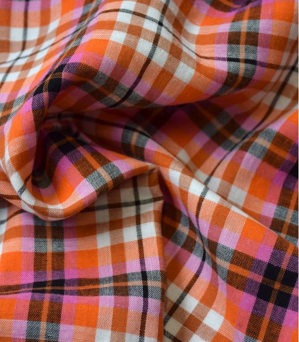 Double gaze Carreaux - Orange & Rose Double gaze Carreaux - Orange & Rose