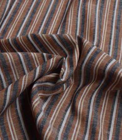 Tissu Lin viscose - Brown stripes