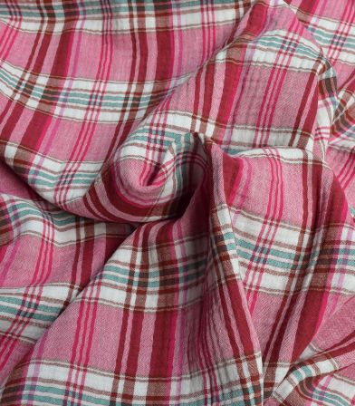 Double gaze carreaux - Madras pink Double gaze carreaux - Madras pink