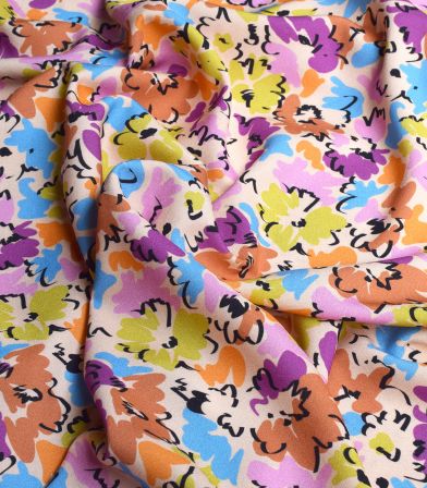 Tissu viscose - Flowers drawy flowers Tissu viscose - Flowers drawy flowers