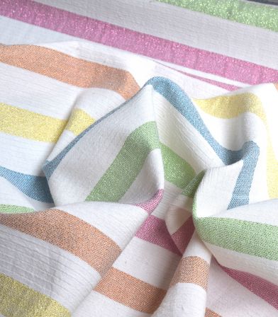 Tissu coton - Candy stripes lurex