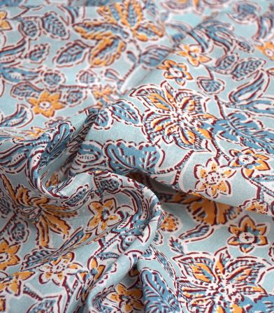 Voile de coton - Antic Palm blue Voile de coton - Antic Palm blue