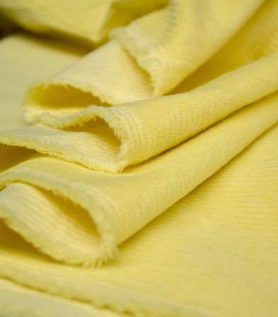Tissu en velours côtelé élasthanne - Citron
