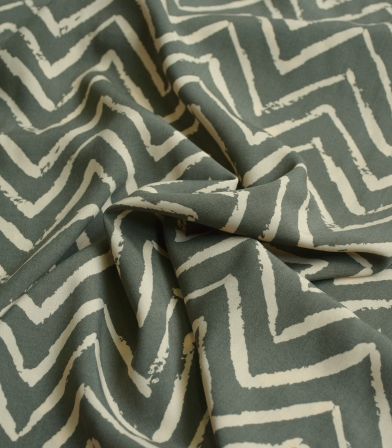 Tissu viscose Zigzag - Kaki