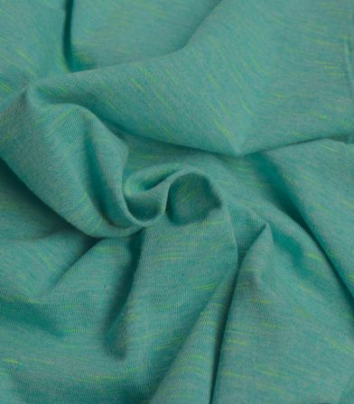 Tissu jersey flammé turquoise chiné - Vert fluo Tissu jersey flammé turquoise chiné - Vert fluo