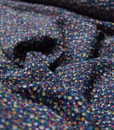 Tissu viscose Dots stripe - Navy