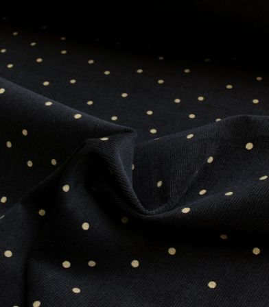 Tissu velours milleraies Pois - Black Tissu velours milleraies Pois - Black