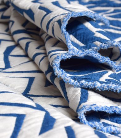 Tissu jacquard Shards - Blue / écru